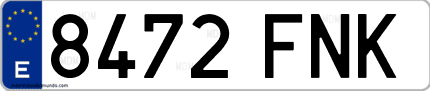 Ejemplo de matrícula de coche ordinaria 8472 FNK