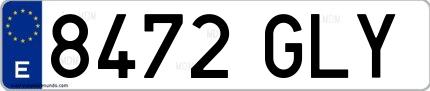 Ejemplo de matrícula española 8472 GLY