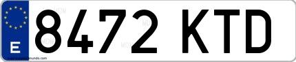 Ejemplo de matrícula española 8472 KTD