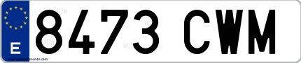 Ejemplo de matrícula española 8473 CWM