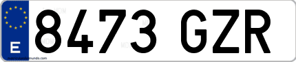 Ejemplo de matrícula de coche ordinaria 8473 GZR