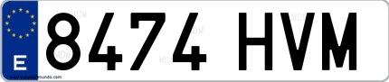 Ejemplo de matrícula española 8474 HVM