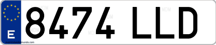 Ejemplo de matrícula de coche ordinaria 8474 LLD