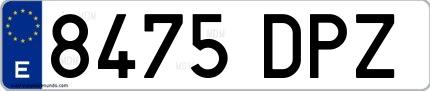 Ejemplo de matrícula española 8475 DPZ