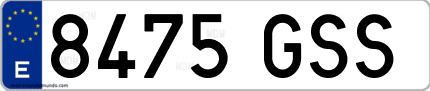 Ejemplo de matrícula de coche ordinaria 8475 GSS