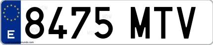 Ejemplo de matrícula de coche ordinaria 8475 MTV