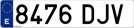 Ejemplo de matrícula española 8476 DJV