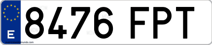 Ejemplo de matrícula de coche ordinaria 8476 FPT