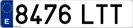 Ejemplo de matrícula de coche ordinaria 8476 LTT