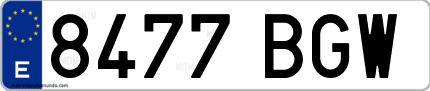 Ejemplo de matrícula de coche ordinaria 8477 BGW