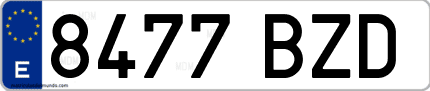 Ejemplo de matrícula de coche ordinaria 8477 BZD