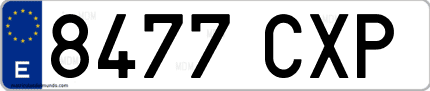 Ejemplo de matrícula de coche ordinaria 8477 CXP