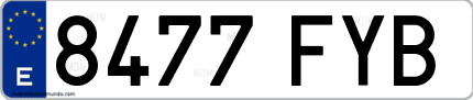 Ejemplo de matrícula de coche ordinaria 8477 FYB
