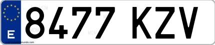 Ejemplo de matrícula española 8477 KZV