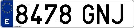 Ejemplo de matrícula española 8478 GNJ