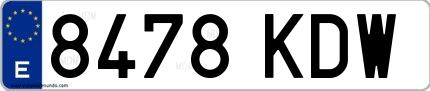 Ejemplo de matrícula española 8478 KDW