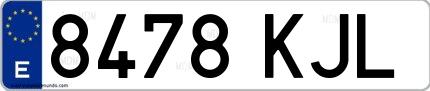 Ejemplo de matrícula española 8478 KJL