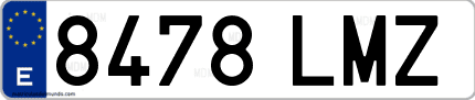 Ejemplo de matrícula de coche ordinaria 8478 LMZ