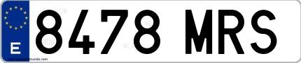Ejemplo de matrícula española 8478 MRS