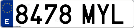 Ejemplo de matrícula de coche ordinaria 8478 MYL