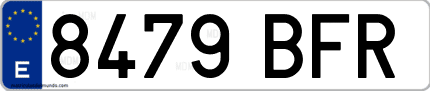 Ejemplo de matrícula de coche ordinaria 8479 BFR