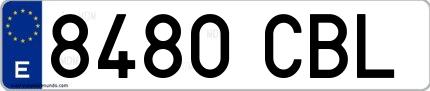 Ejemplo de matrícula española 8480 CBL