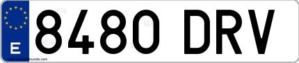 Ejemplo de matrícula española 8480 DRV