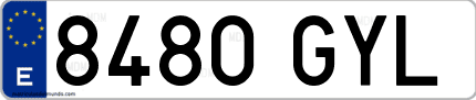 Ejemplo de matrícula de coche ordinaria 8480 GYL