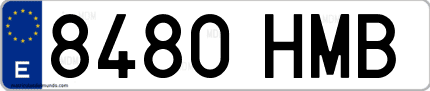 Ejemplo de matrícula de coche ordinaria 8480 HMB