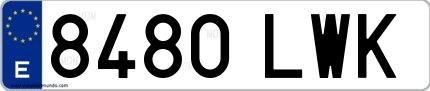 Ejemplo de matrícula española 8480 LWK
