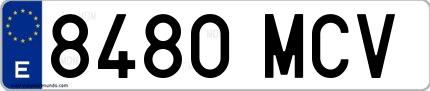 Ejemplo de matrícula española 8480 MCV