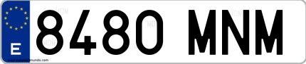 Ejemplo de matrícula española 8480 MNM