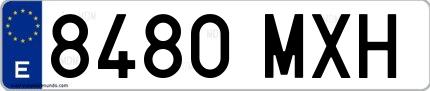 Ejemplo de matrícula española 8480 MXH