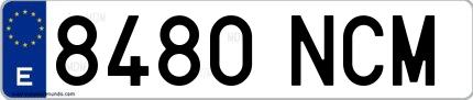 Ejemplo de matrícula española 8480 NCM