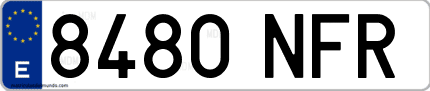 Ejemplo de matrícula de coche ordinaria 8480 NFR