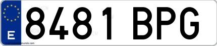 Ejemplo de matrícula española 8481 BPG