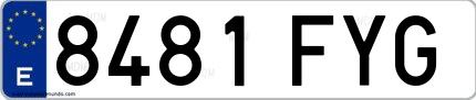 Ejemplo de matrícula española 8481 FYG