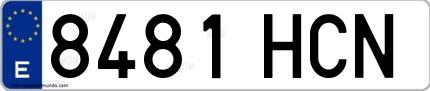 Ejemplo de matrícula española 8481 HCN