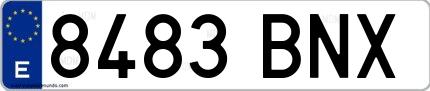 Ejemplo de matrícula española 8483 BNX