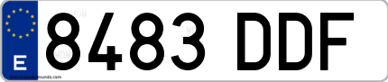 Ejemplo de matrícula de coche ordinaria 8483 DDF