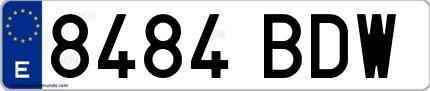 Ejemplo de matrícula española 8484 BDW