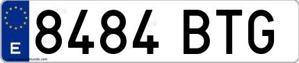 Ejemplo de matrícula española 8484 BTG