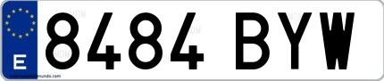 Ejemplo de matrícula española 8484 BYW