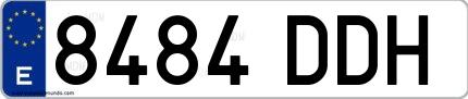 Ejemplo de matrícula española 8484 DDH