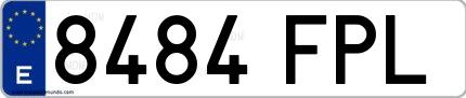 Ejemplo de matrícula española 8484 FPL