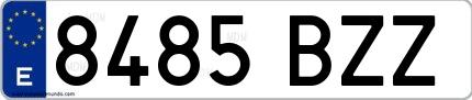 Ejemplo de matrícula española 8485 BZZ