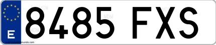 Ejemplo de matrícula española 8485 FXS