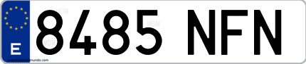 Ejemplo de matrícula de coche ordinaria 8485 NFN