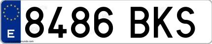 Ejemplo de matrícula de coche ordinaria 8486 BKS