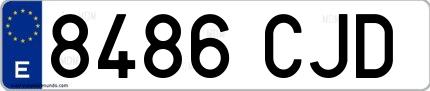 Ejemplo de matrícula española 8486 CJD